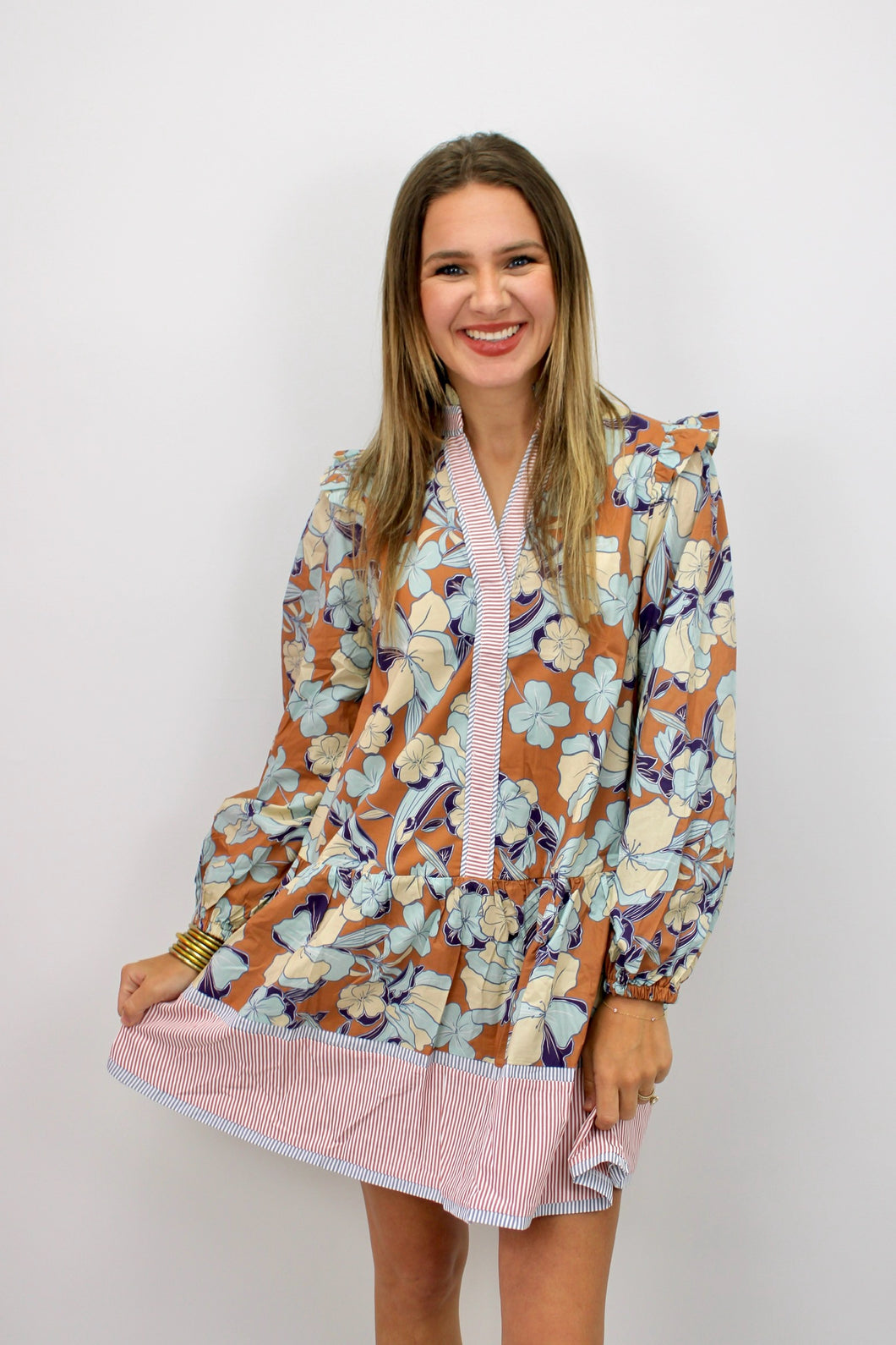 Brown mix floral dress