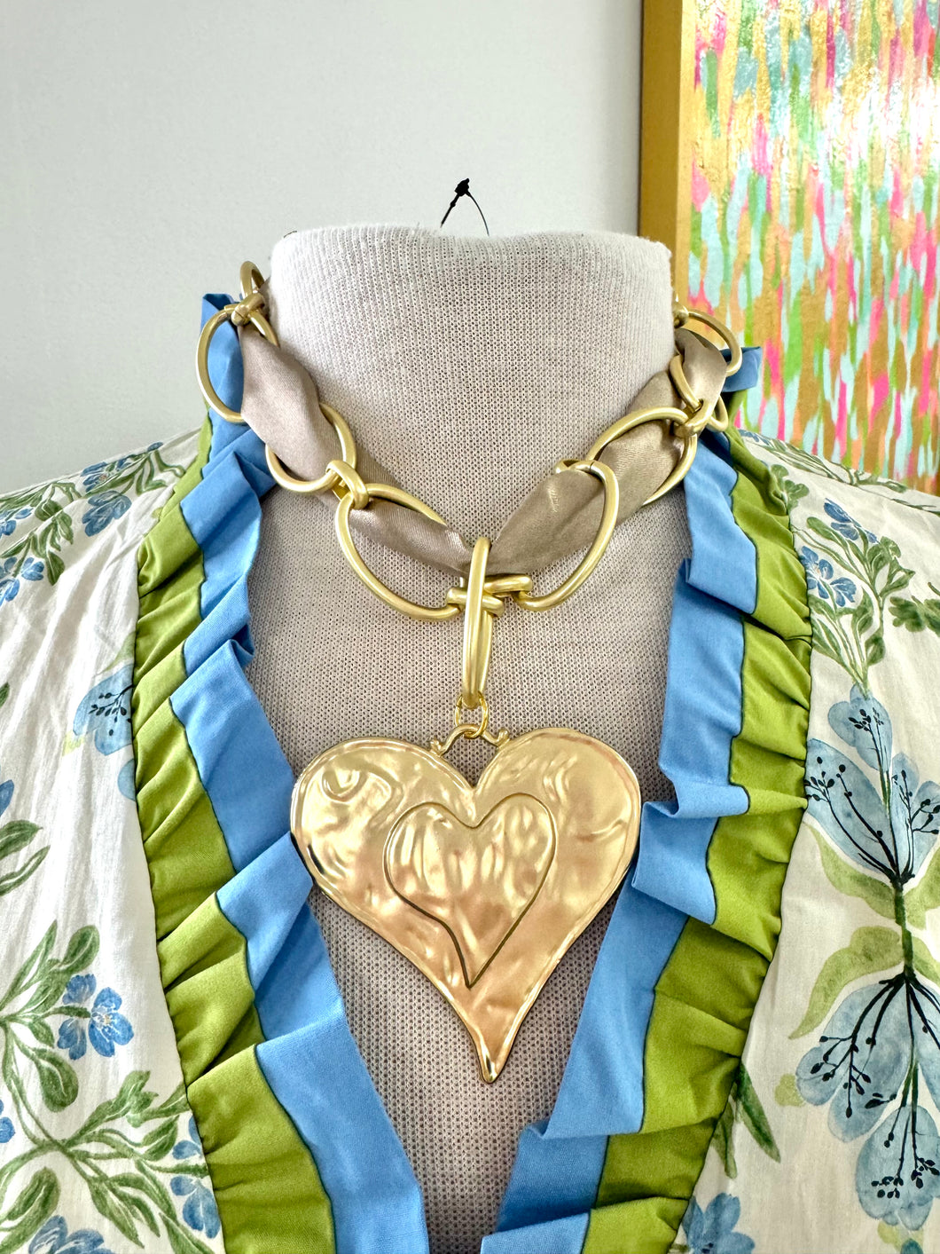 Chain heart scarf necklace- hart designs