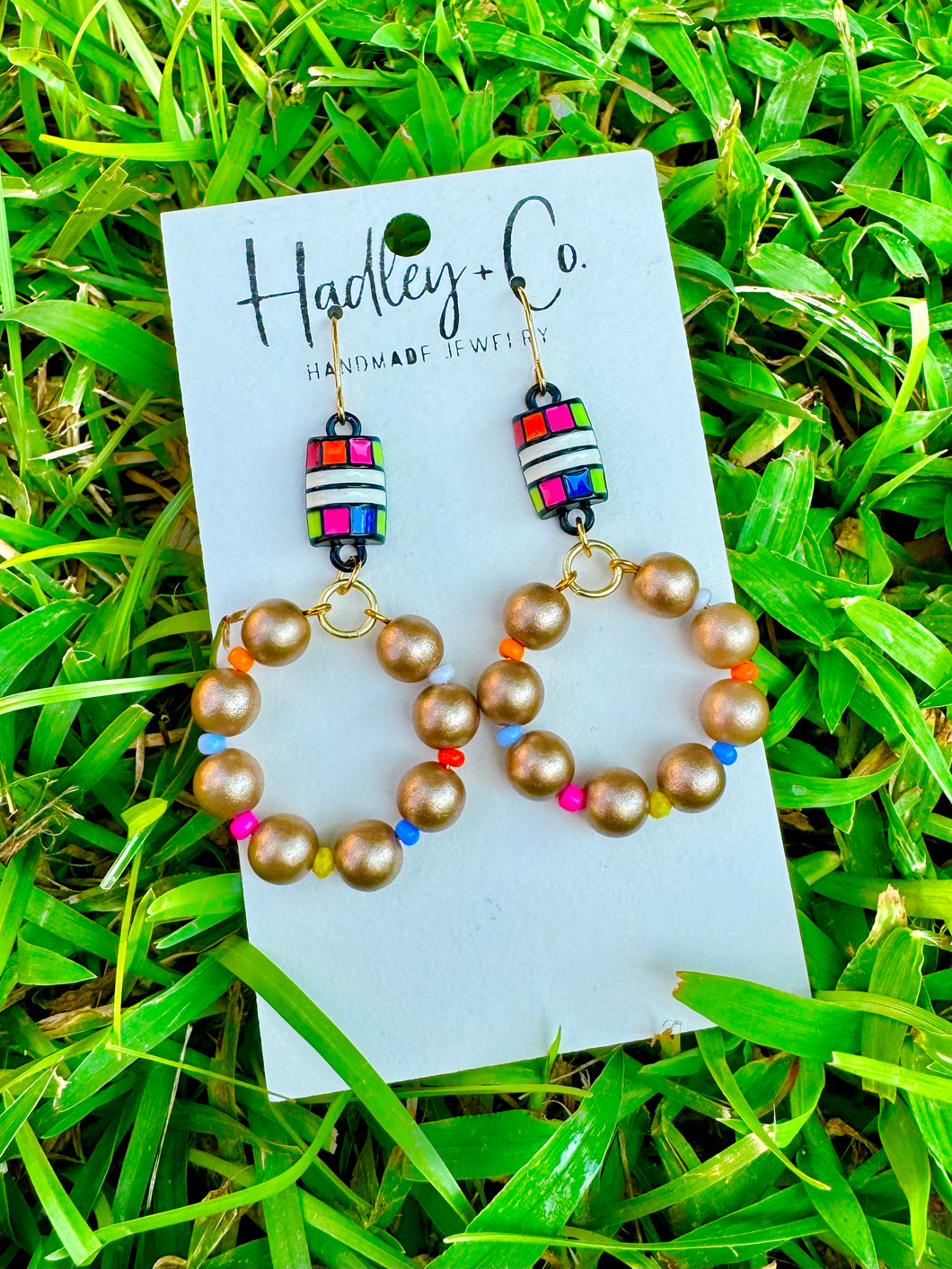 Multi gold beaded Hadley +co earrings