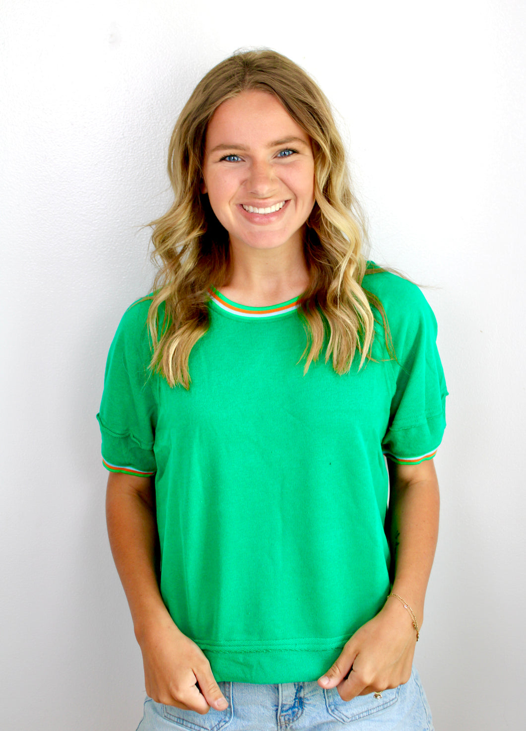 Green color trim top