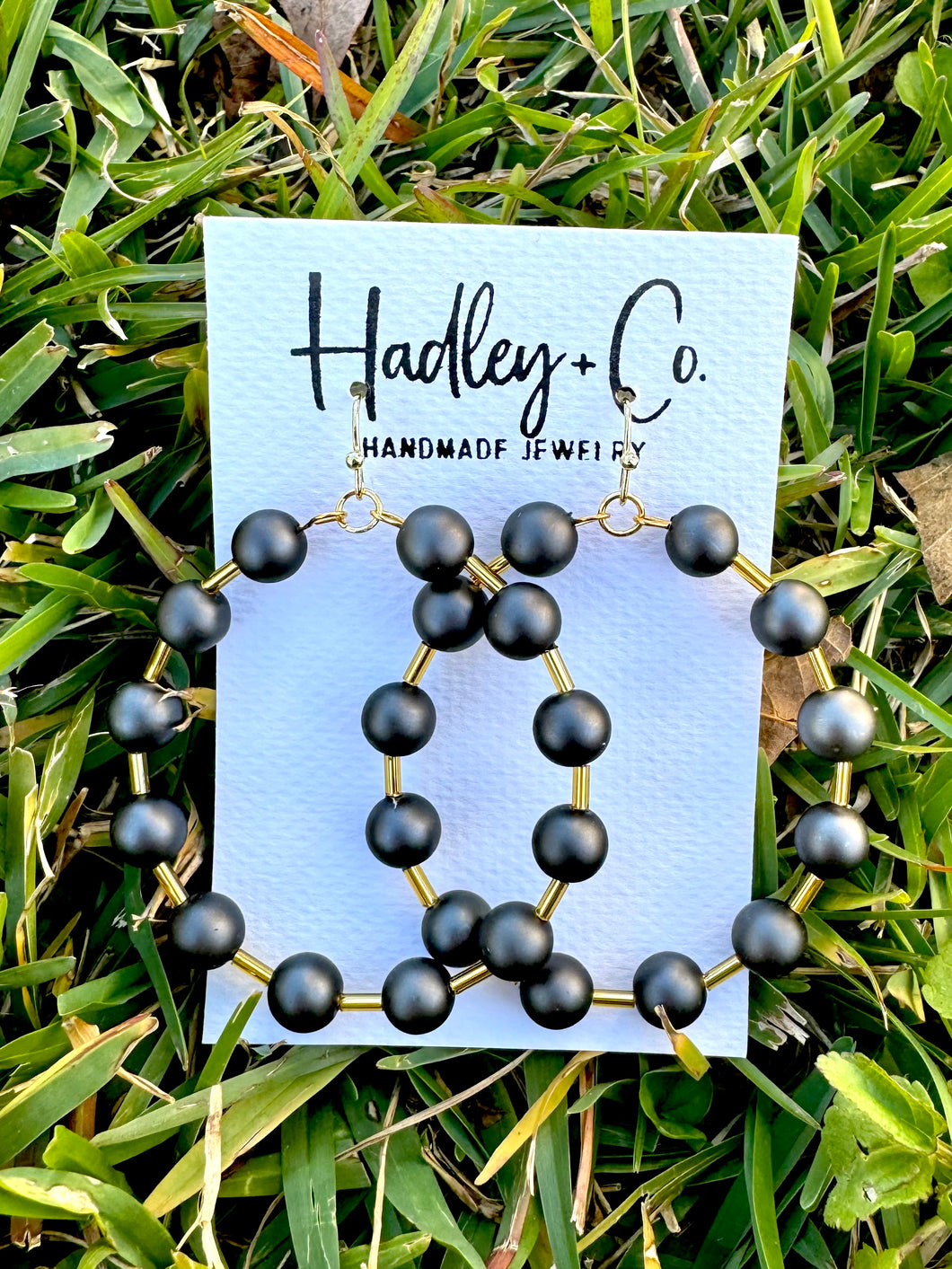 Grey gold beaded Hadley + co earrings