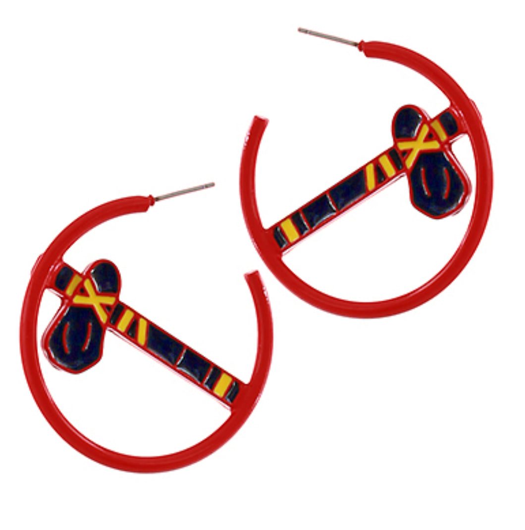 Red tomahawk earrings