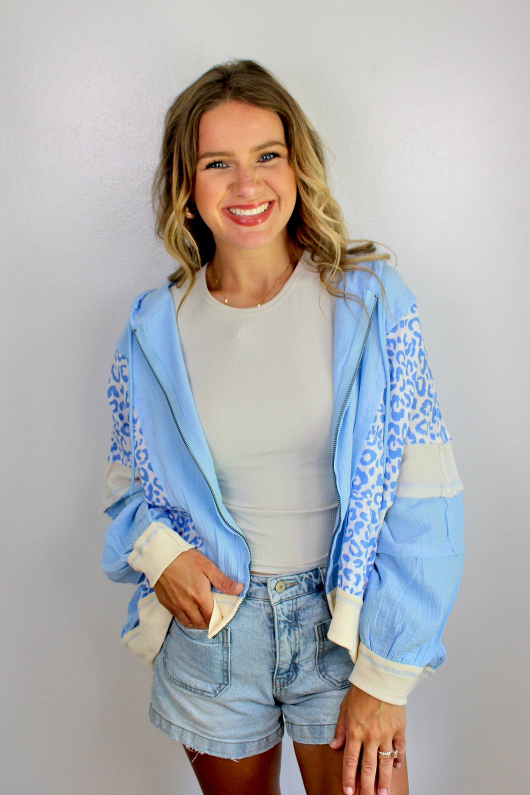 Blue leopard jacket