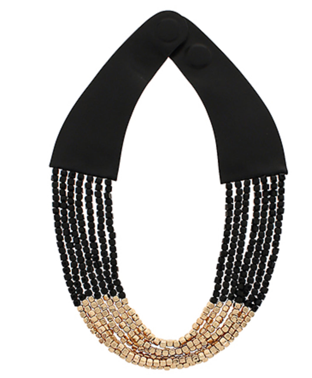 Black gold layered beaded necklace