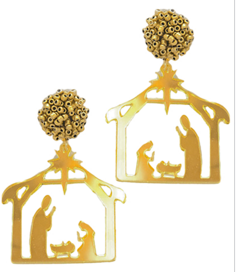 Gold nativity earrings