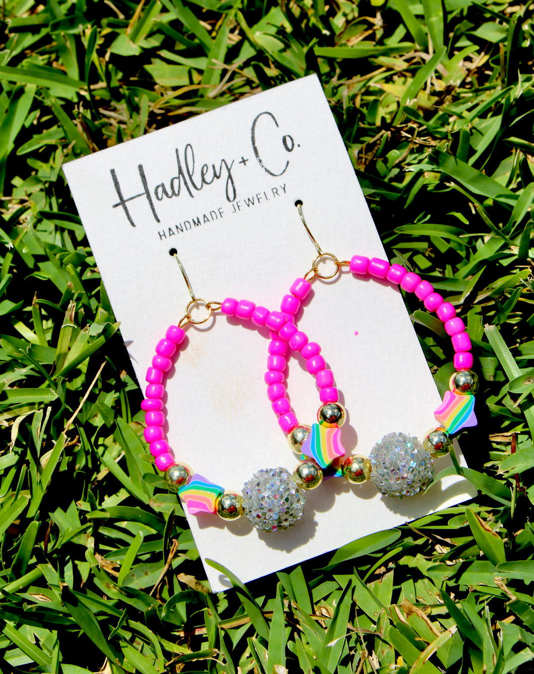 Pink silver star Hadley + co earrings