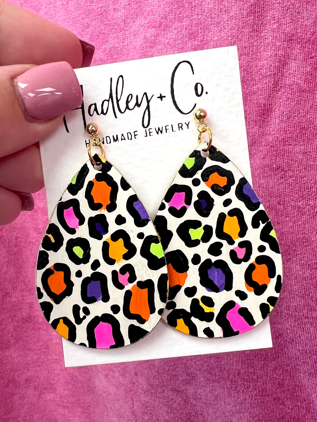 Tear drop leopard Hadley + Co earrings