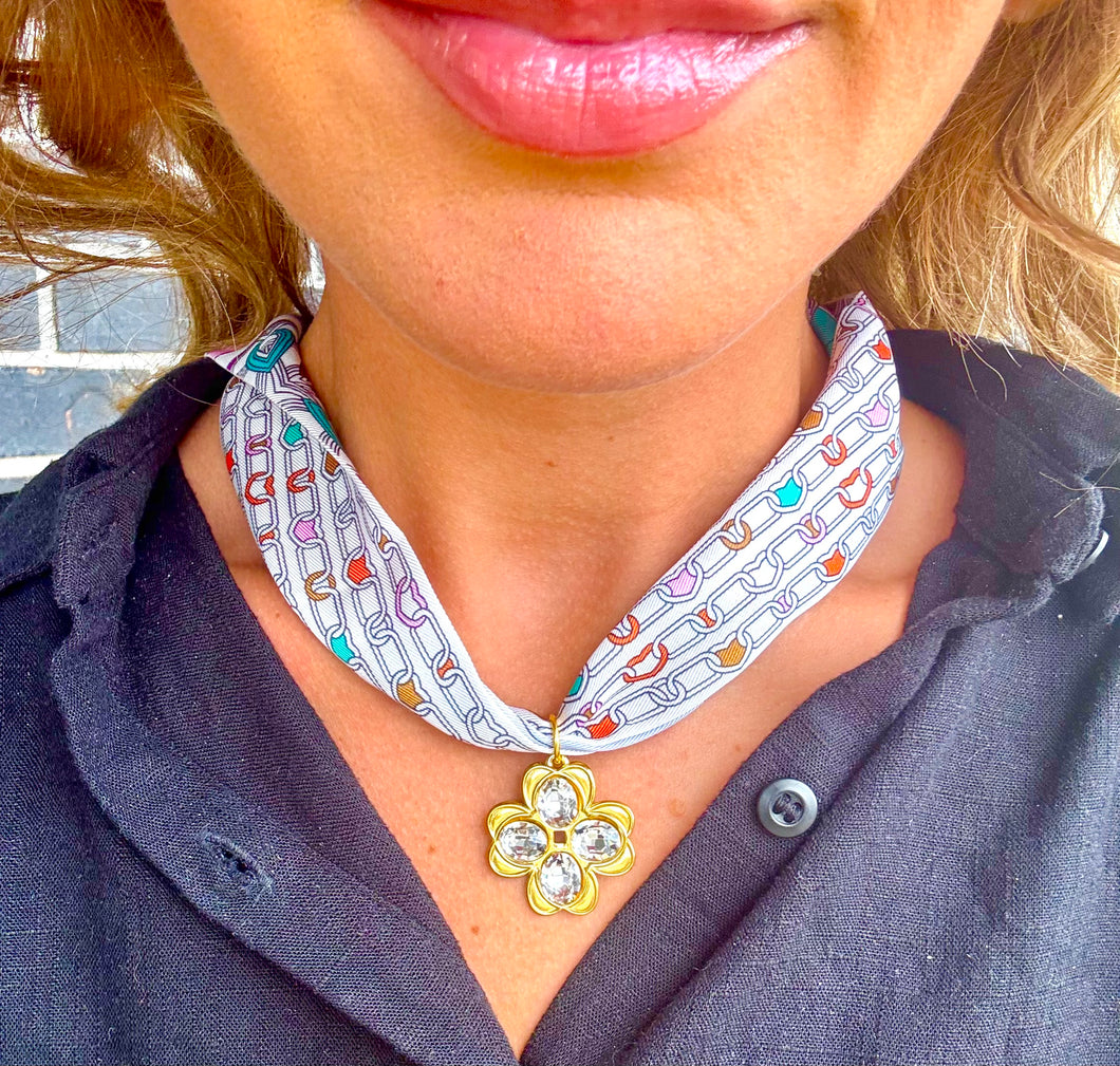 Stoned chain scarf necklace/ hart designs