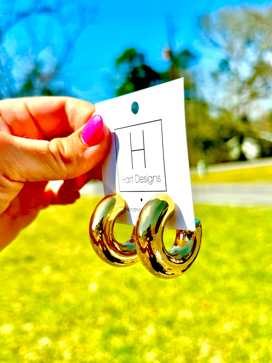 Thick gold hoops- hart designs