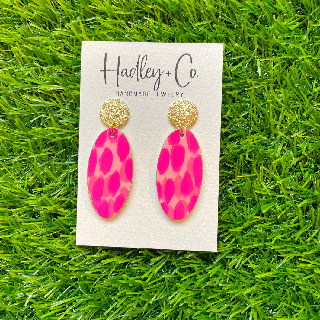 Pink oval Hadley + co earrings