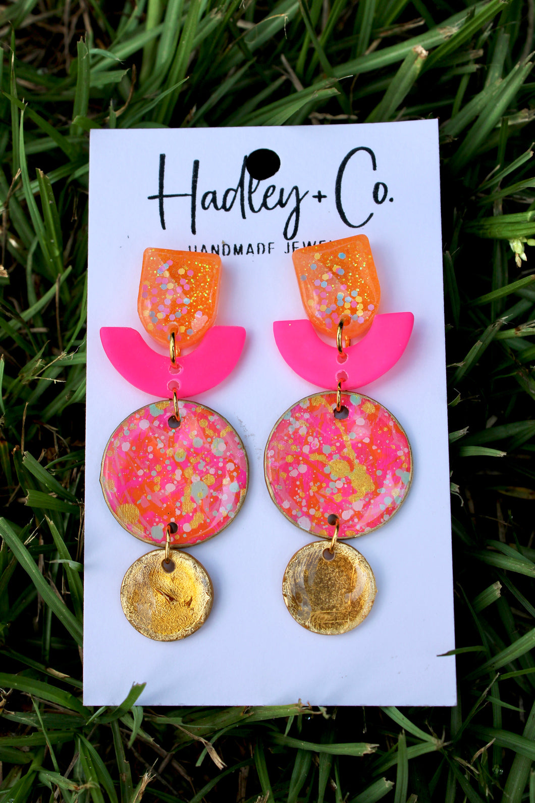 Coral pink orange Hadley + co earrings