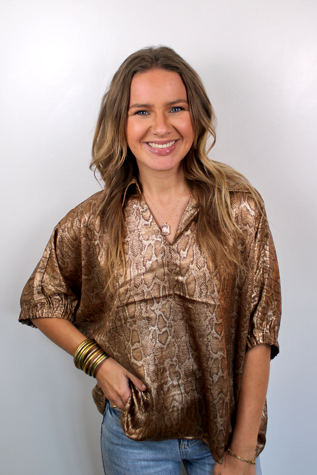 Brown snake shimmer top