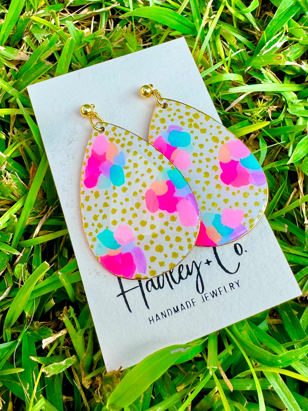 Colorful gold spot teardrop Hadley + co earrings