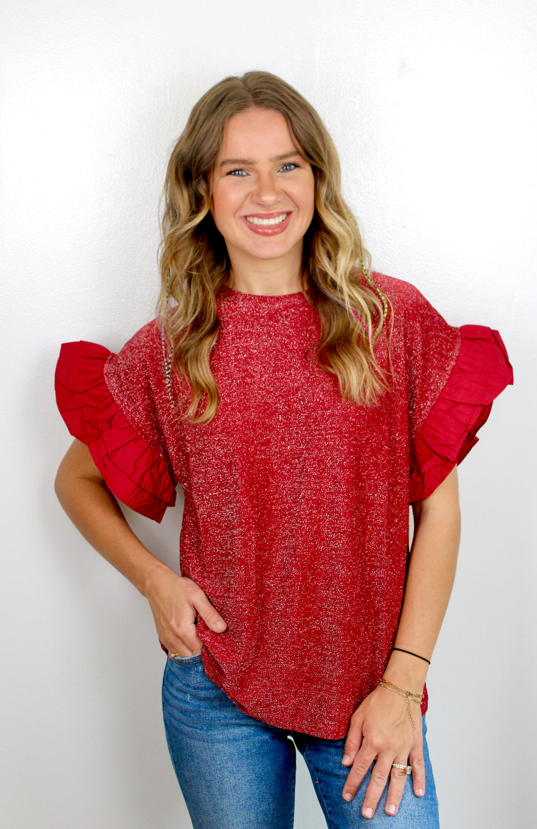 Glitter ruffle top