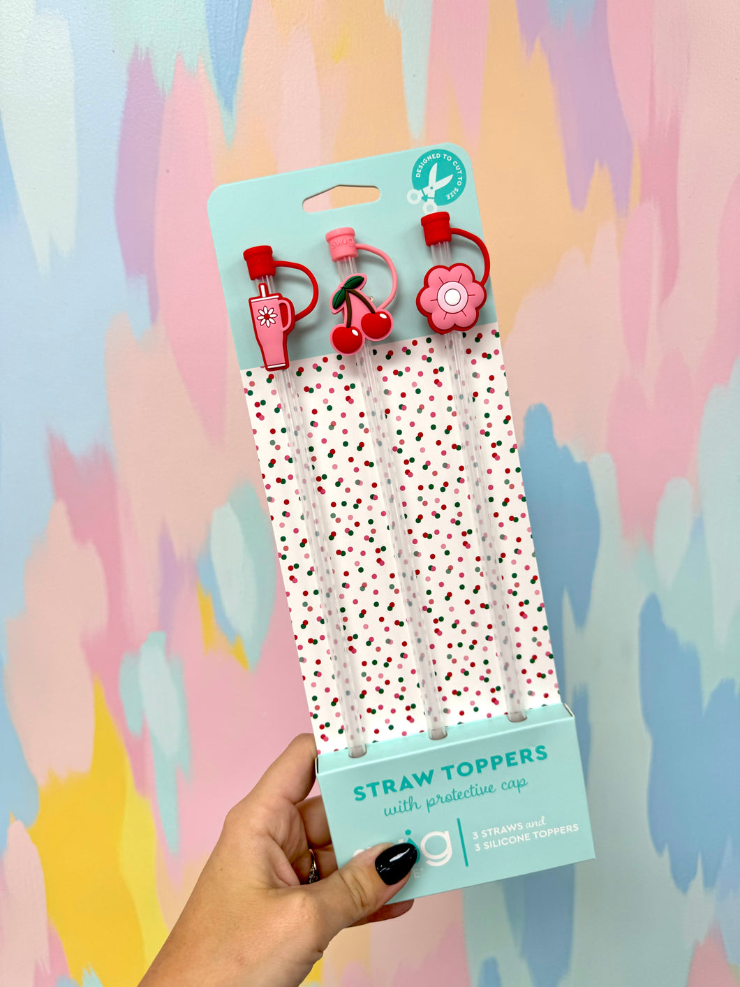 Cherry pie straw topper set