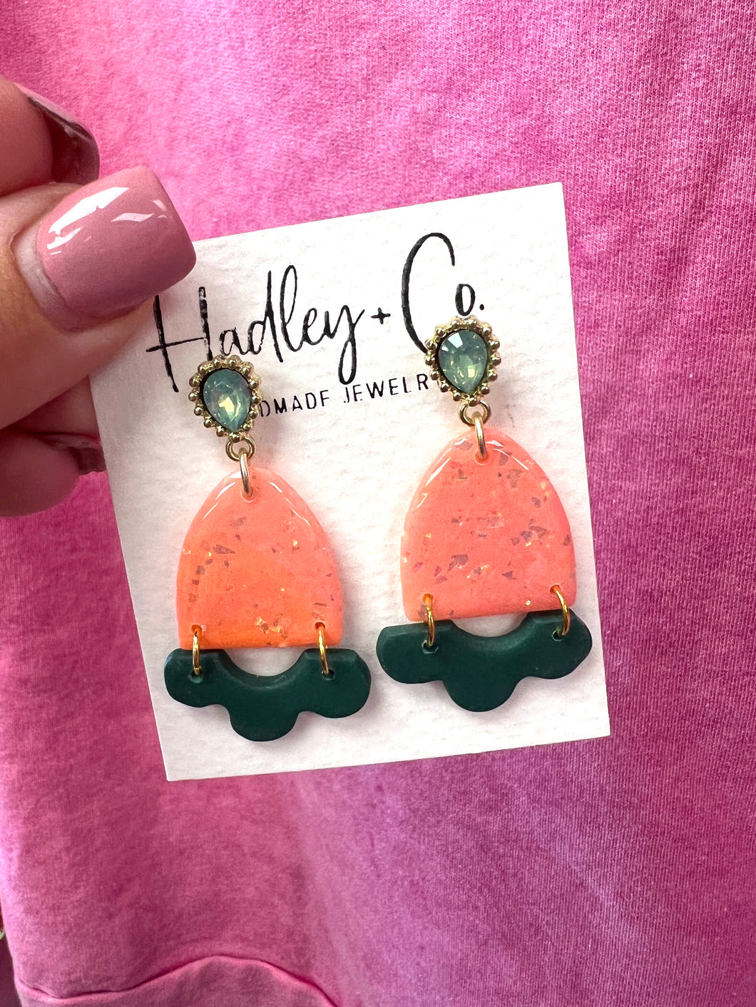 Coral teal Hadley + co earrings