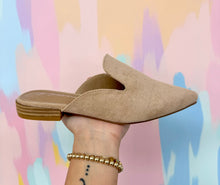 Load image into Gallery viewer, Taupe suede mules
