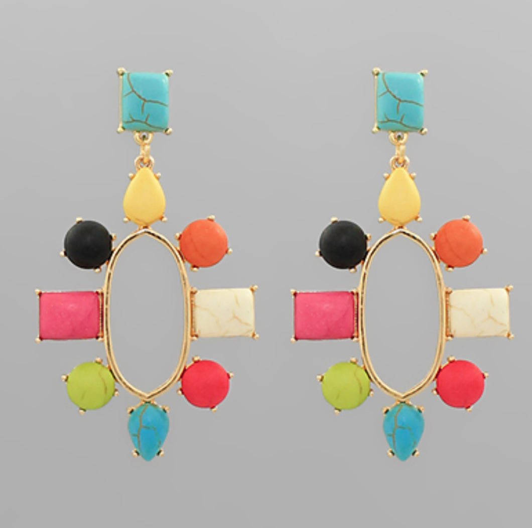 Multi gold tear drop earrings