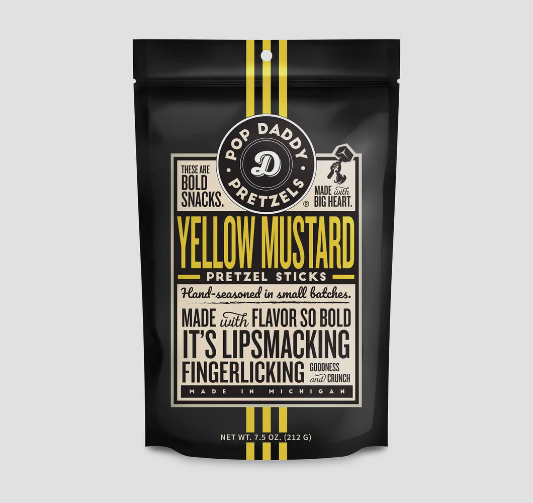 Yellow mustard pretzels- pop daddy pretzels