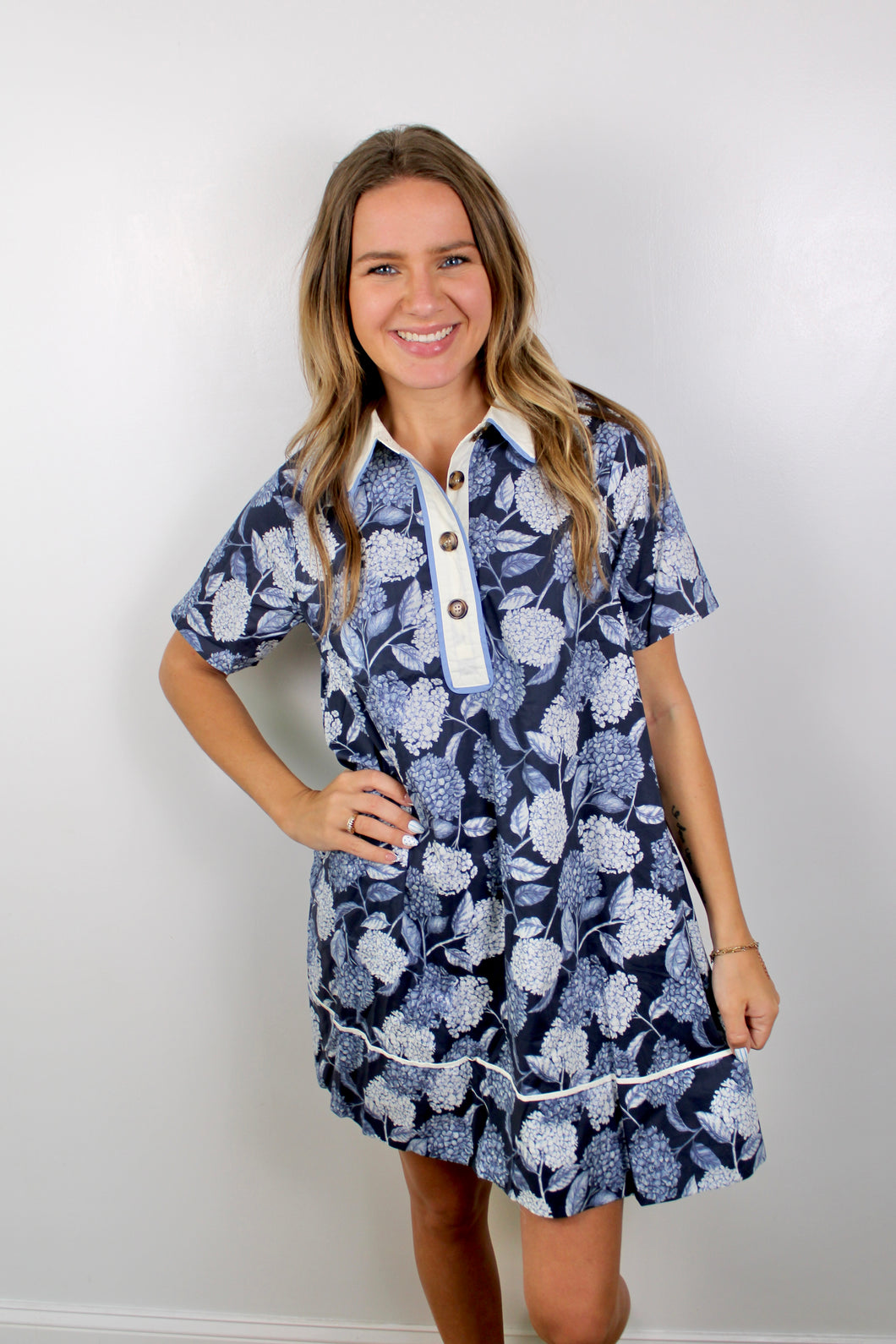 Navy floral dress