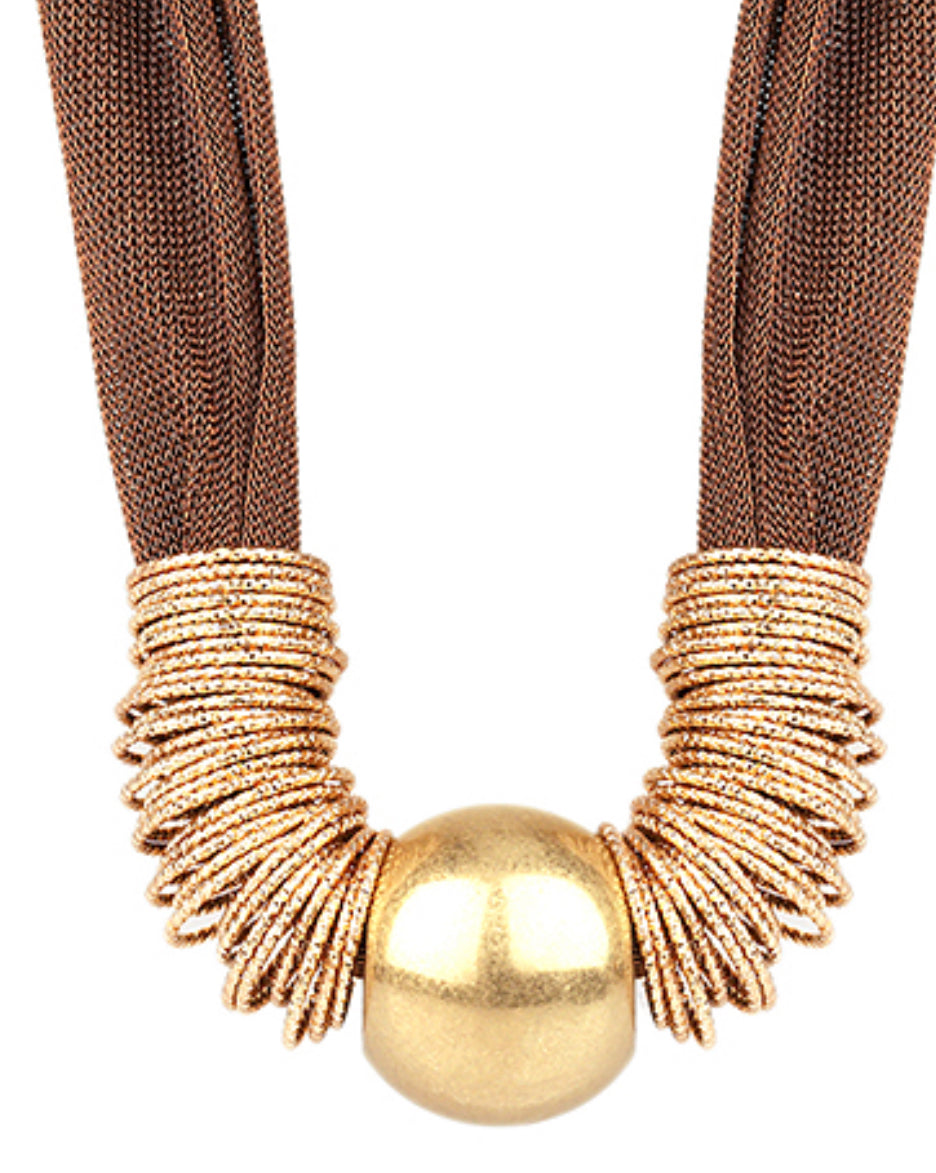 Brown gold chunky necklace