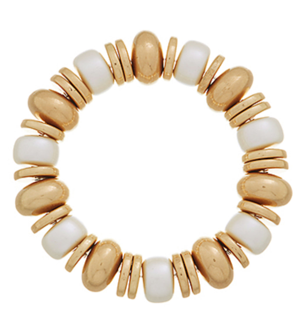 Pearl and chunky disc bracelet