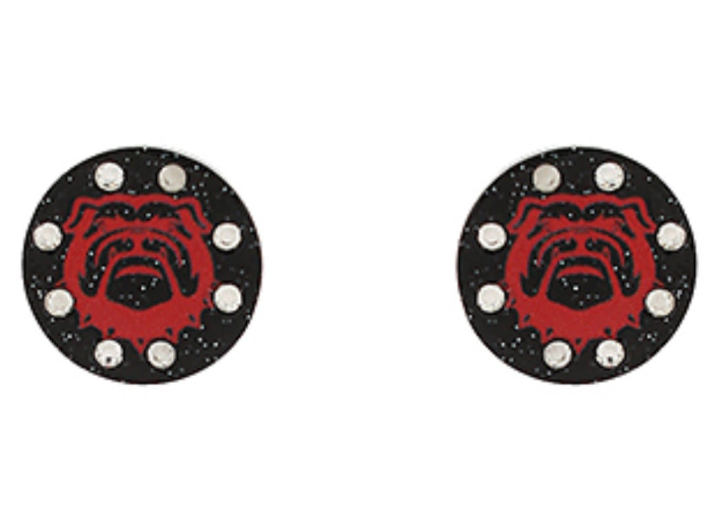 Black red bulldog earrings