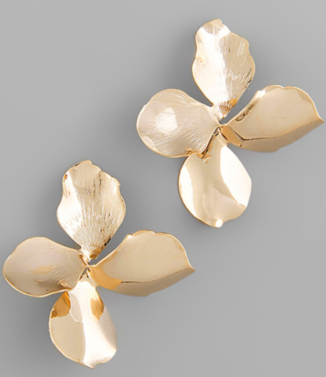 Gold petal stud earrings