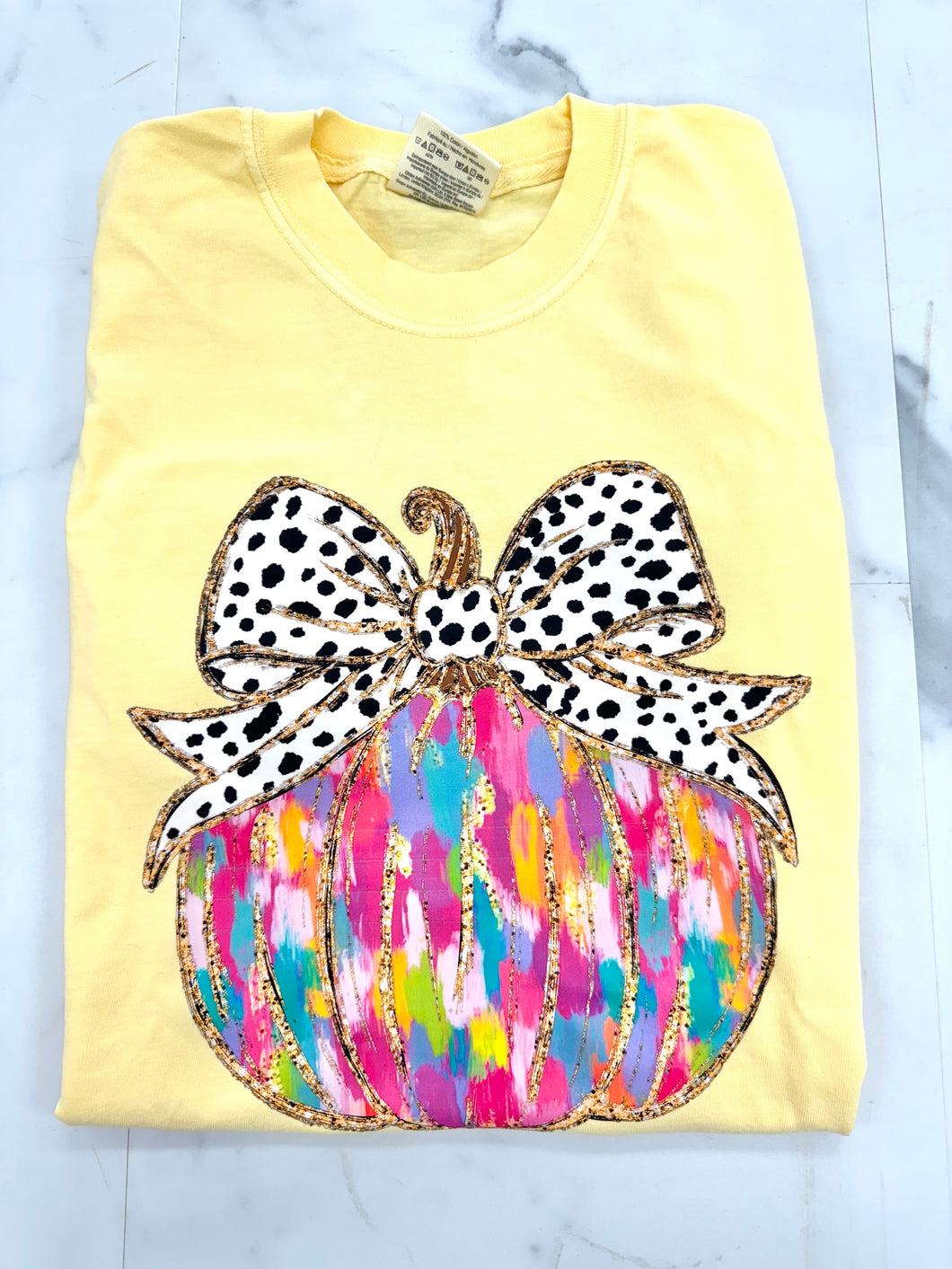 Yellow pumpkin abstract tee