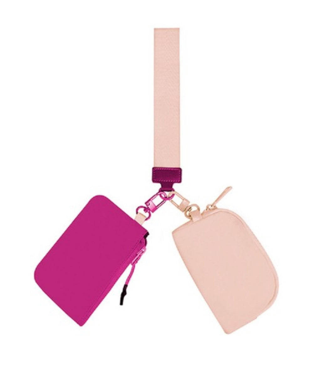 Magenta pink keychain wristlet