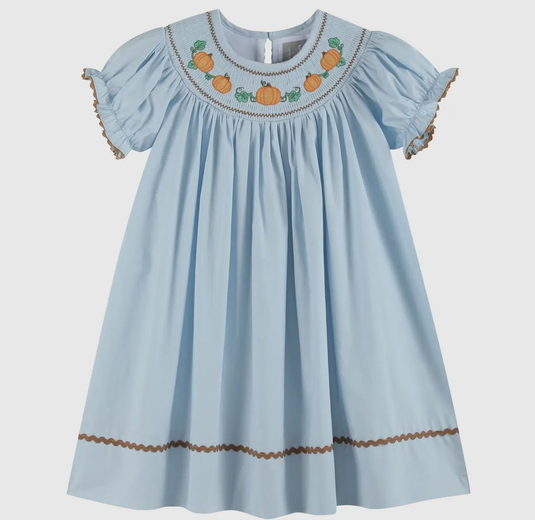 Brown blue pumpkin girls dress