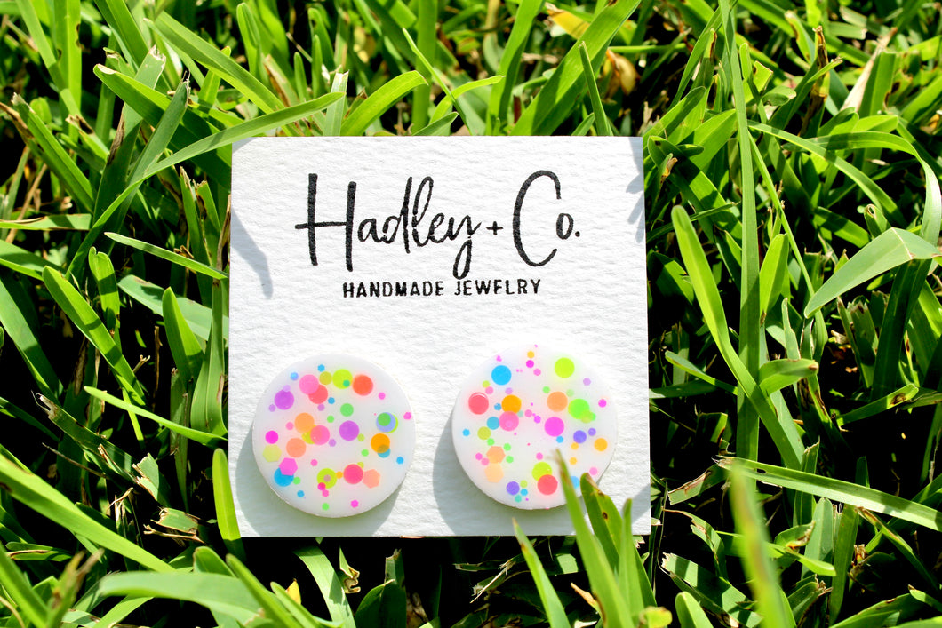 White confetti jumbo stud earrings Hadley + co