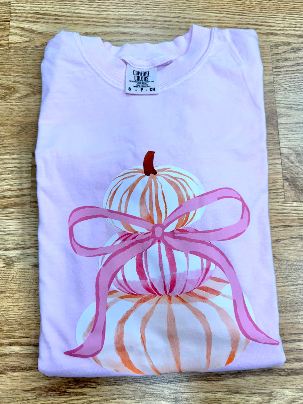 Stacked pink orange pumpkin tee