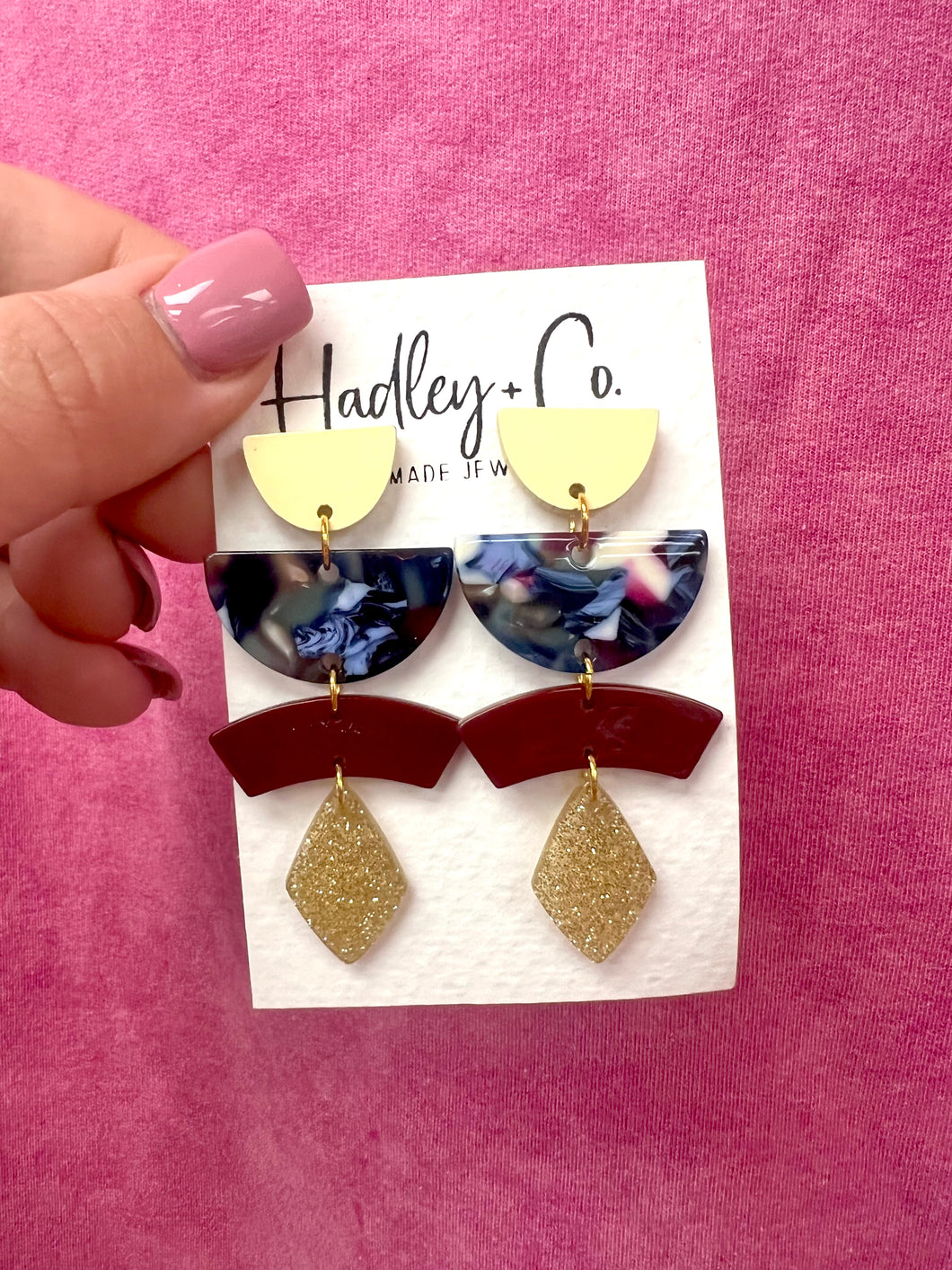 Blue/burgundy Hadley + co earrings