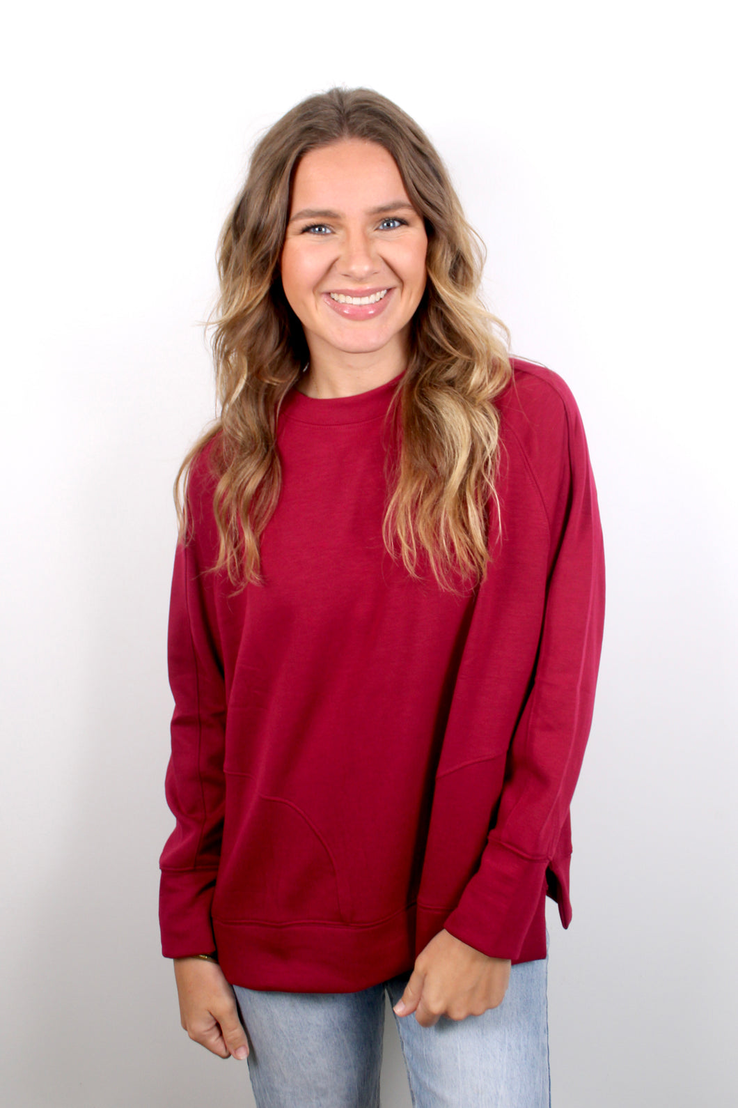 Burgundy scuba pullover