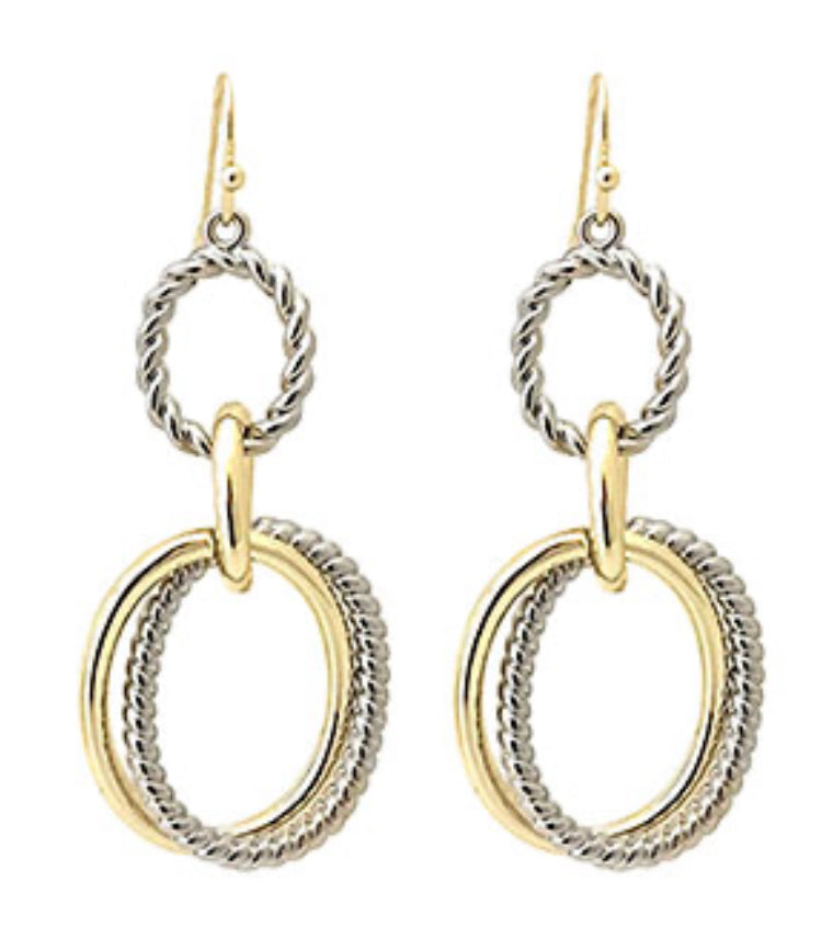 Gold silver cable earrings