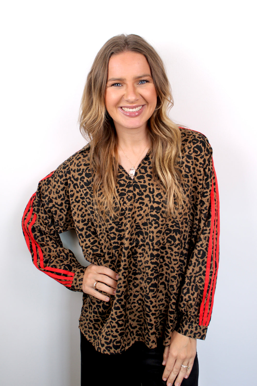 Red leopard top