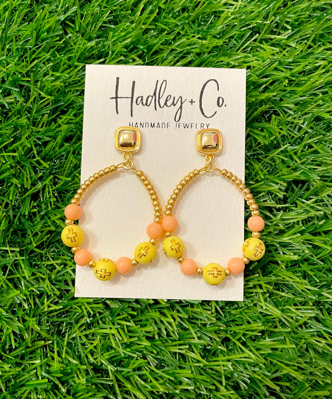Yellow orange cross Hadley +co earrings