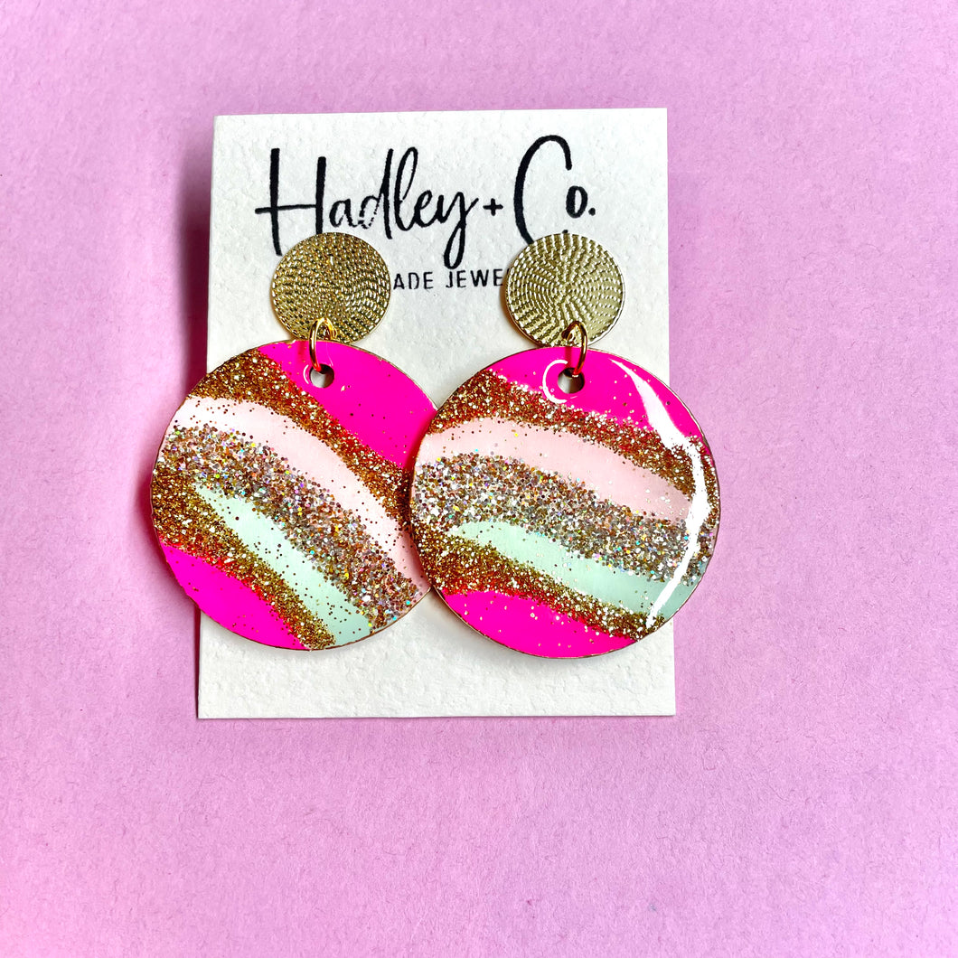 Pink gold mint Hadley + co earrings