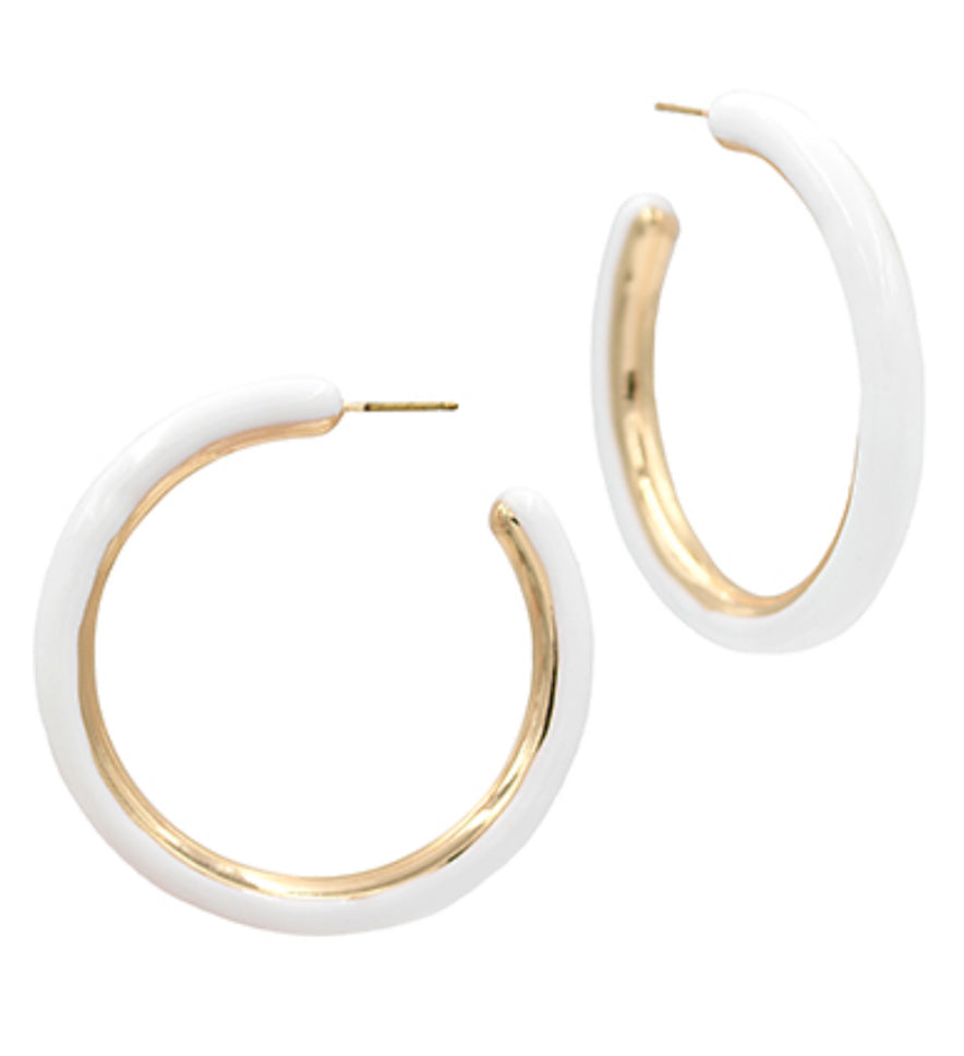 White gold hoop earrings