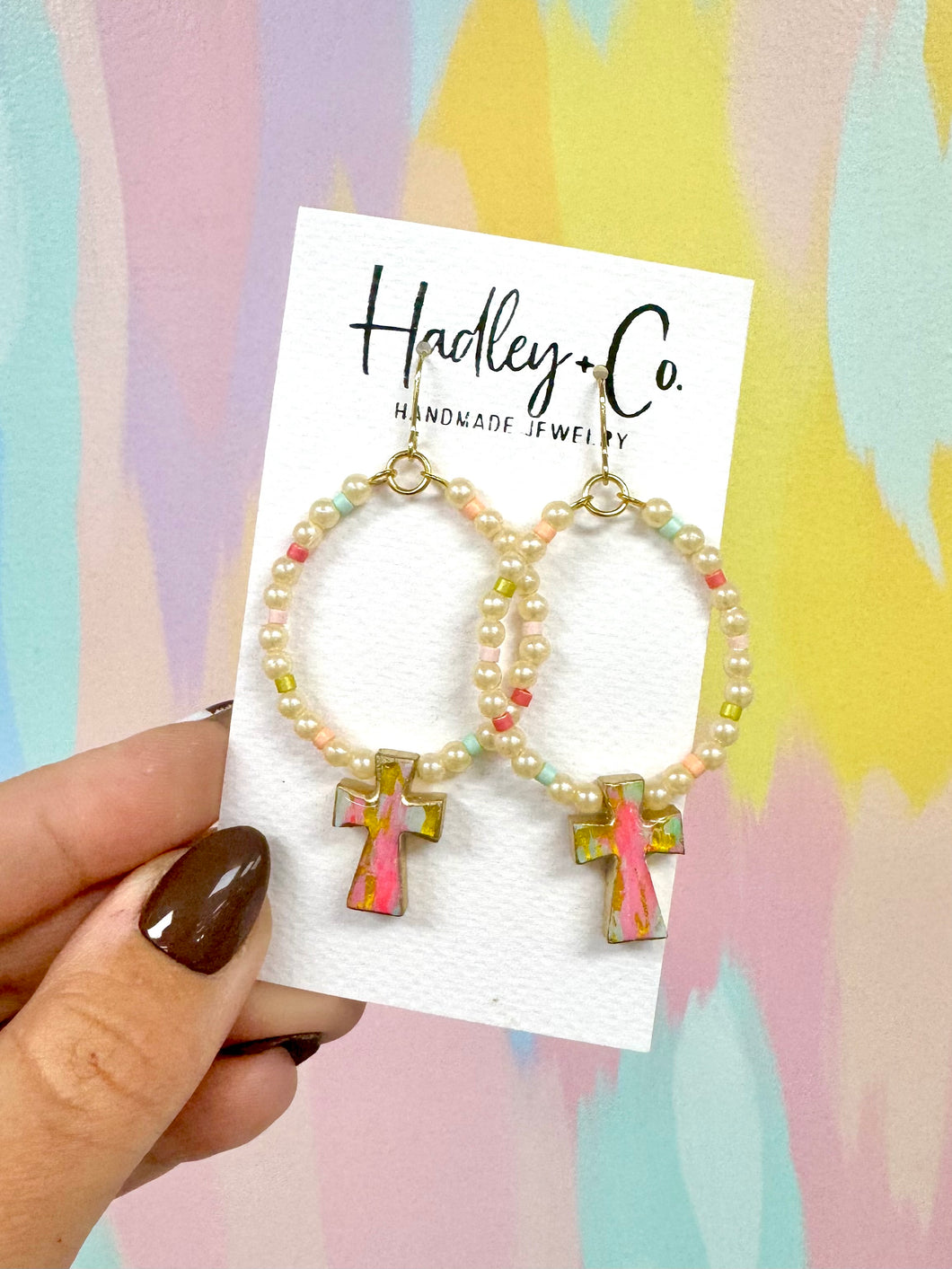 Abstract cross beaded Hadley + co earrings