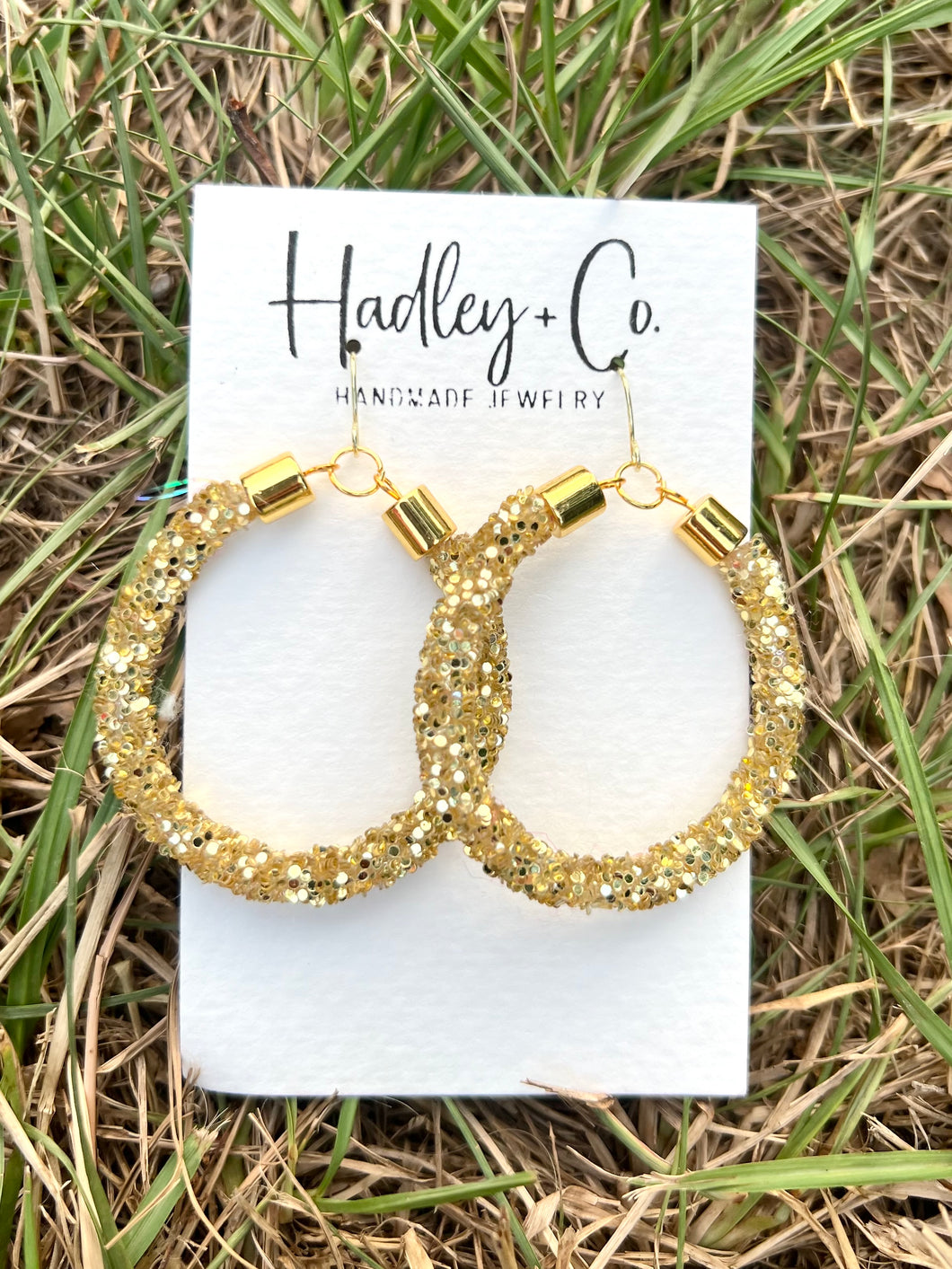 Gold glitter round Hadley + co earrings