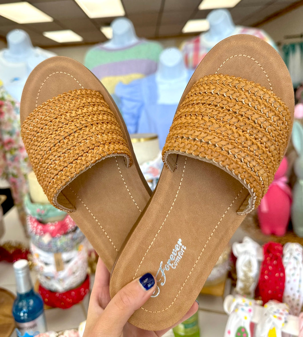 Tan woven sandals