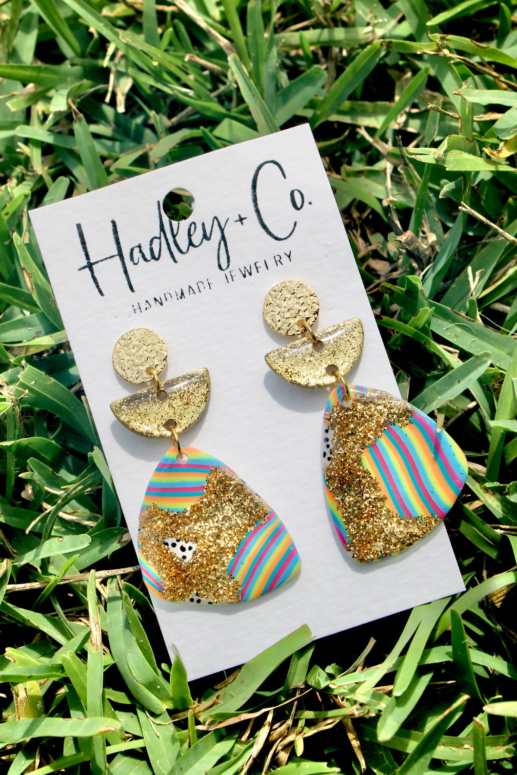 Gold glitter multi Hadley + co earrings