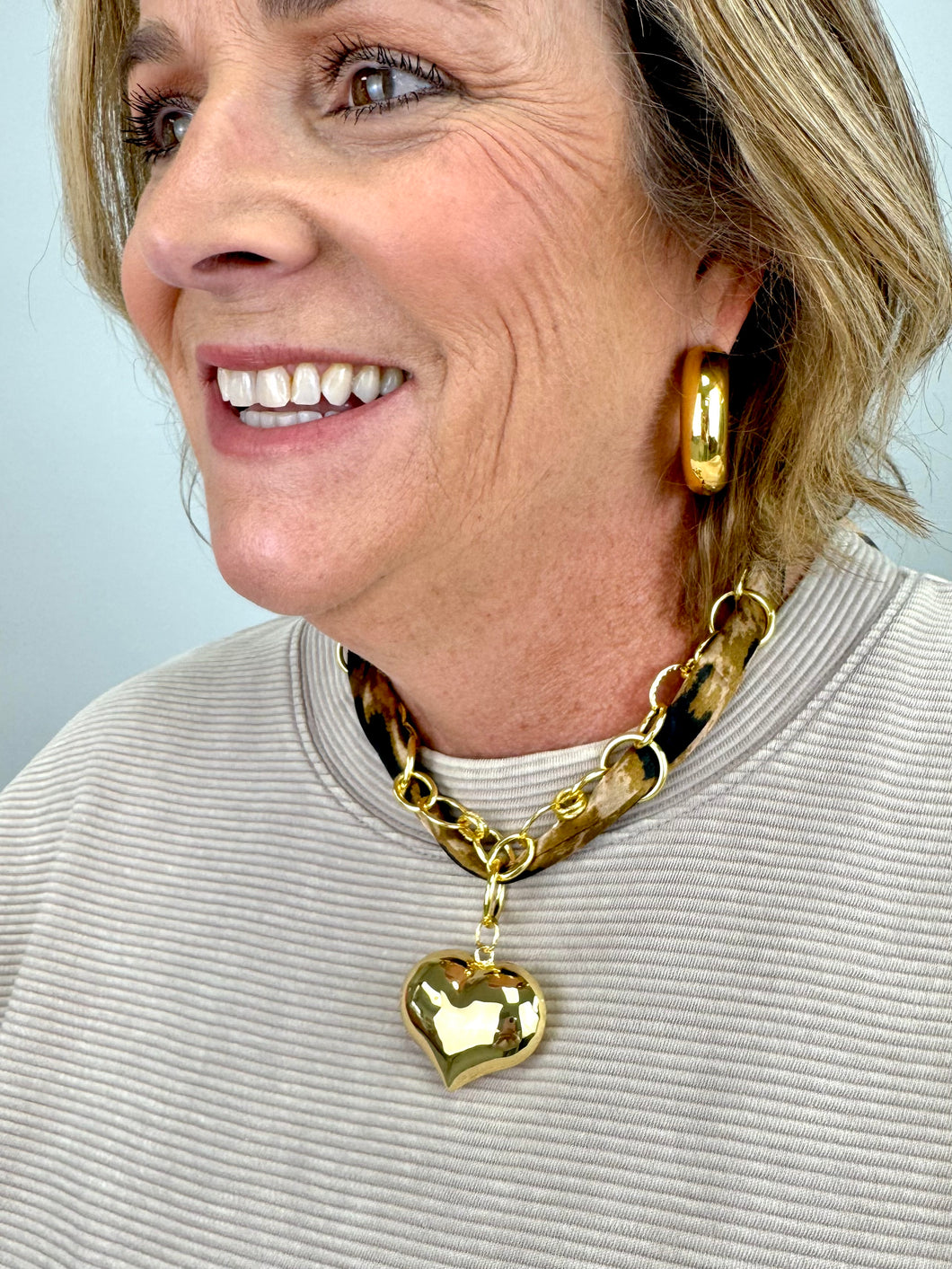 Leopard scarf heart necklace- hart designs