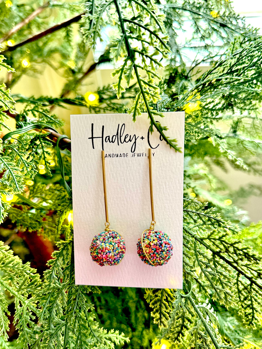 Gold bar confetti bead Hadley + co earrings