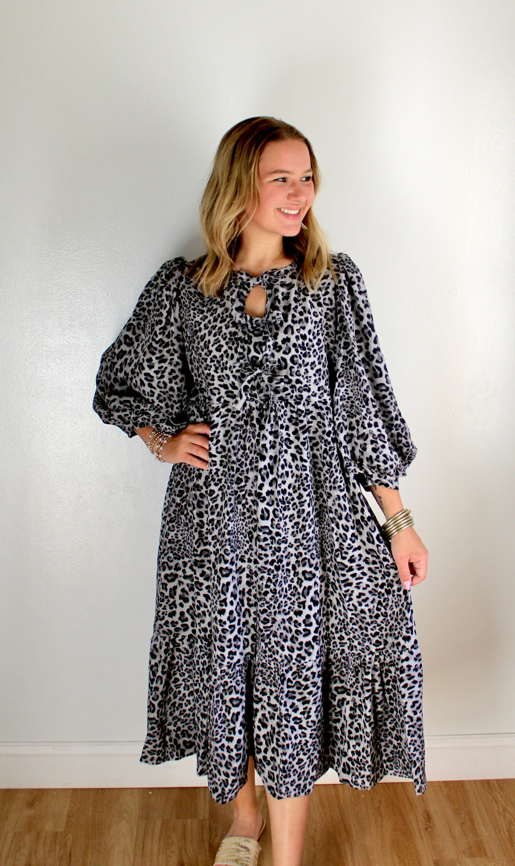 Grey leopard dress