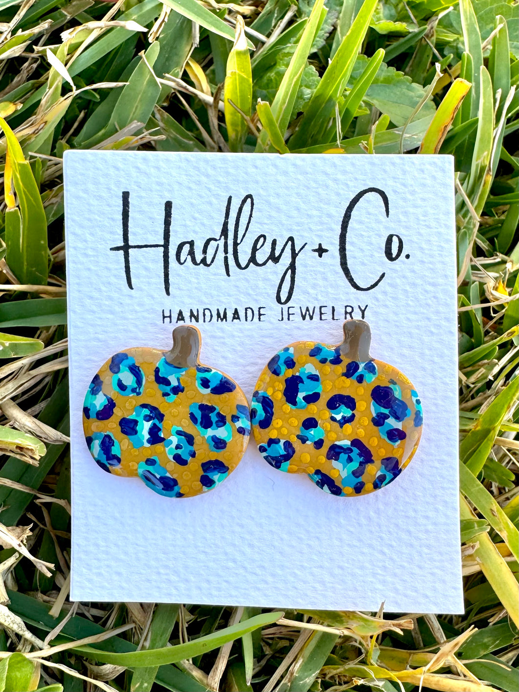 Navy pumpkin leopard Hadley + co earrings