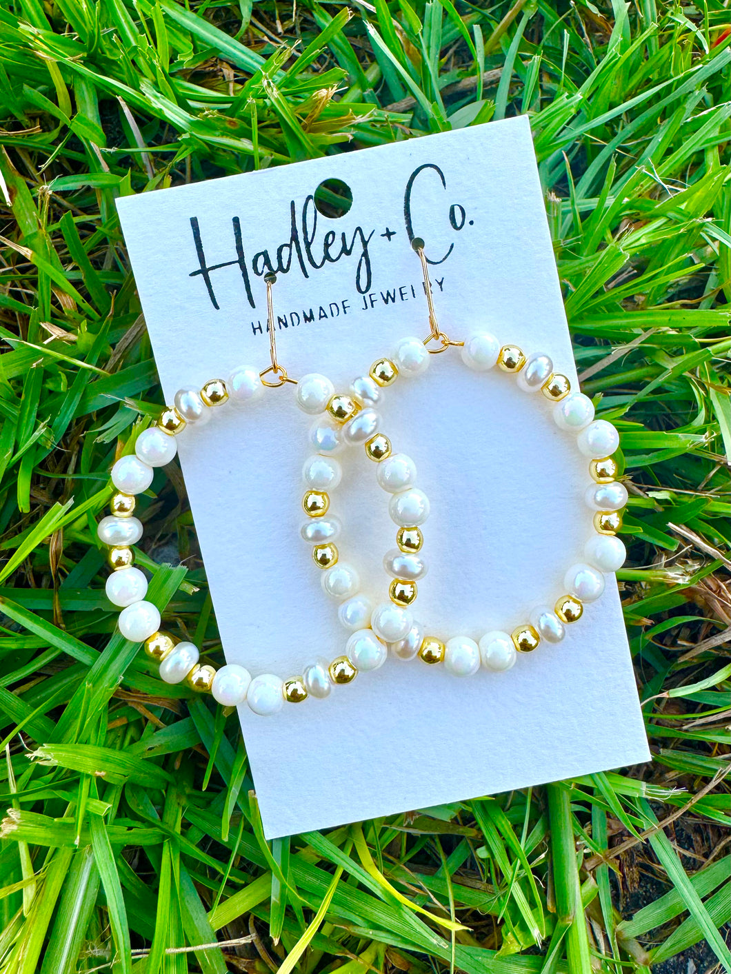 Ivory gold beaded Hadley + co earrings