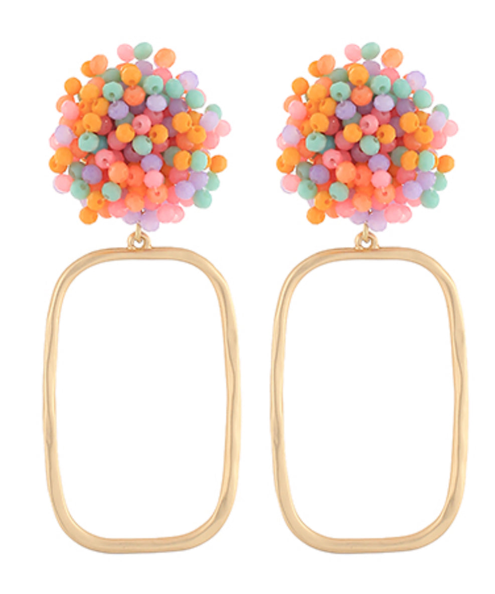Multi beaded stud gold earrings